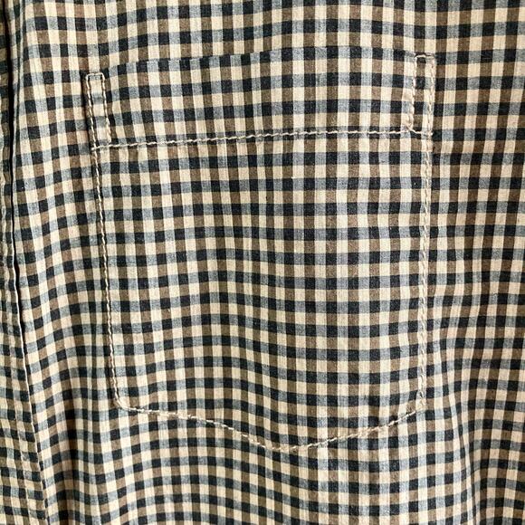 Bugatchi Shaped Fit Cotton Black & Tan Checked Button Down Shirt Size Large - Picture 6 of 10
